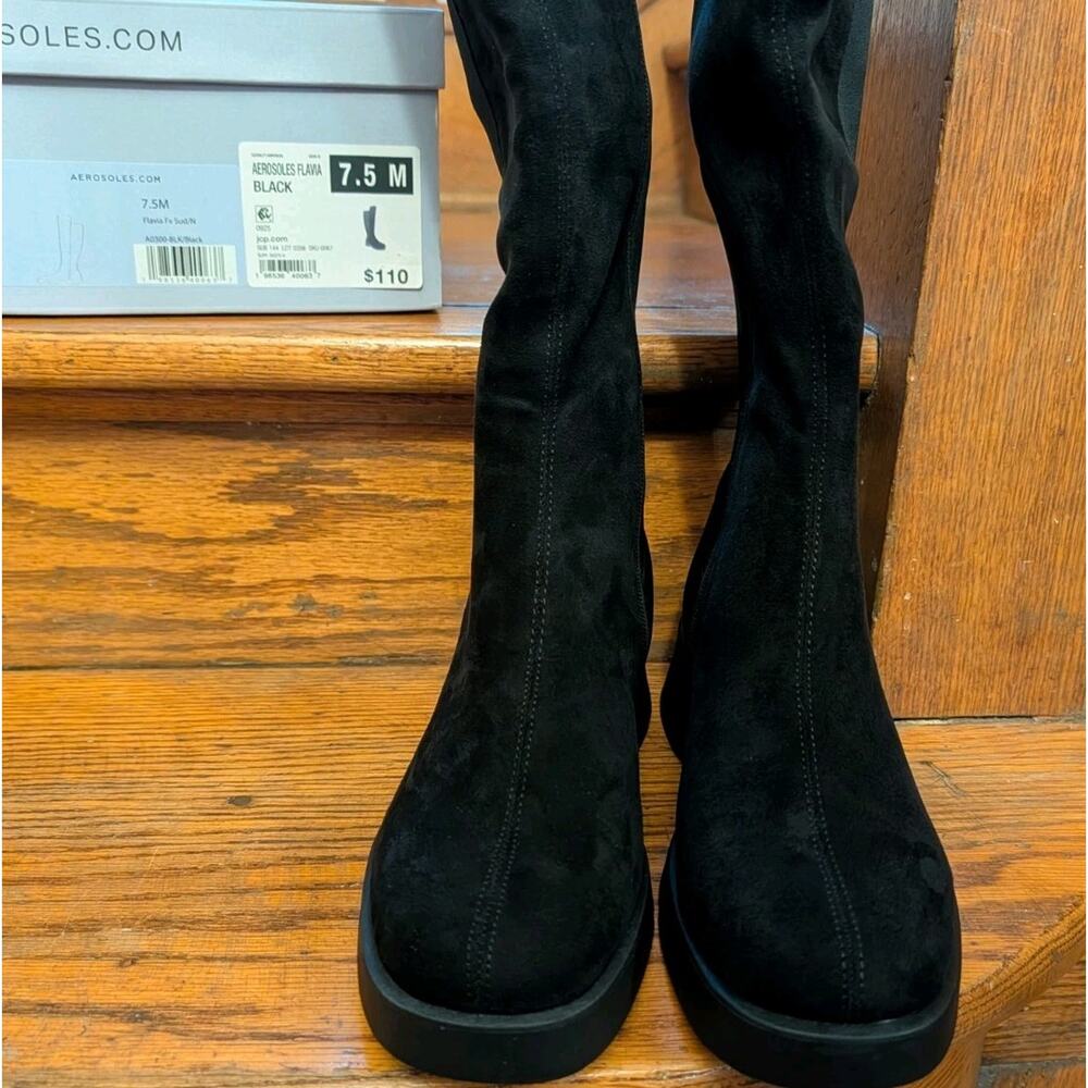 NWT Aerosoles Flavia Tall Riding Boots Women's 7.5M Black Box $110 - Picture 3 of 11